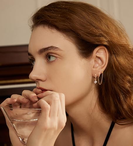 WAINIS Cartilage Stud Earrings Set for Women 14k Gold Tone Hypoallergenic Earring Small Multiple Piercing Hoop Earrings Jewelry4