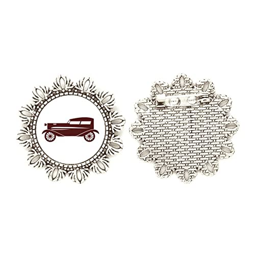 Broche de gancho marrón de coches clásicos, accesorio geométrico medium