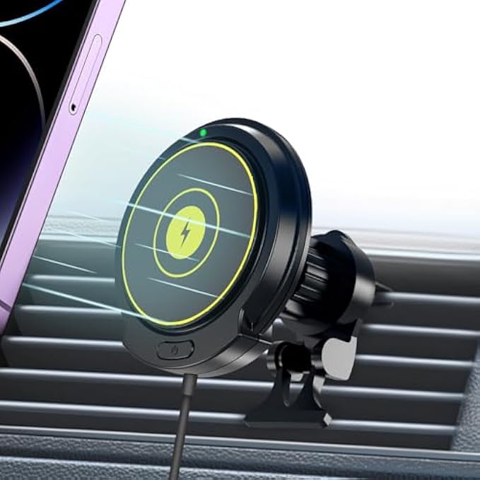 for MagSafe Car Mount Charger, 15W iPhone Magnetic Wireless Car Charger Mount, Compatible with MagSafe Car Charger, Car Phone Holder Fit iPhone 15 Pro Max 14/13/12 MagSafe Case, Fast Charging
