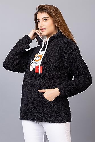 Image of Wear lusso Women Wool Blend Hooded Neck Sweatshirt with Hoodies | Full Sleeves Women's Winter Wear | Warm & Stylish Hoodie