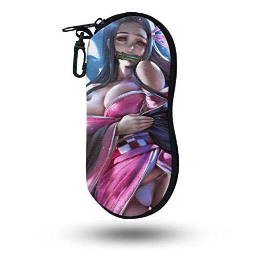 LVMMO Anime Demon Slayer Sonnenbrillenetui niedlich weich Brillenetui tragbar Reißverschluss Brillentasche Cover