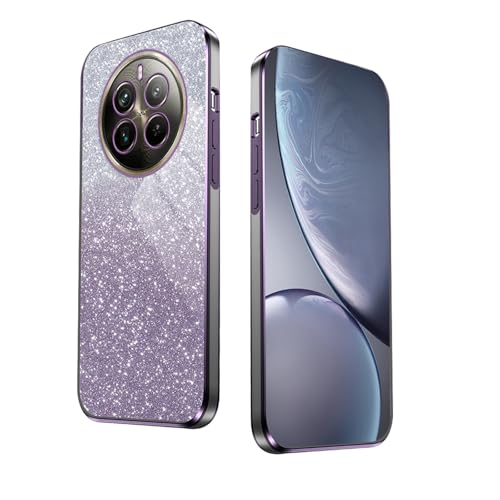 Glitter Cover per Realme 12 Pro 5G 12 Pro+ Plus 5G Bordo Elettroplaccato Custodia Morbida con Adesivi Scintillio Anti-Graffio Case - Viola