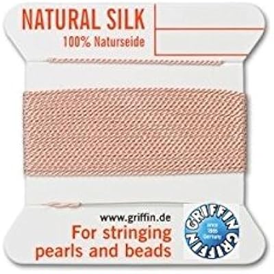Griffin natural silk thread for stringing pearls and beads Size #5 Light Pink