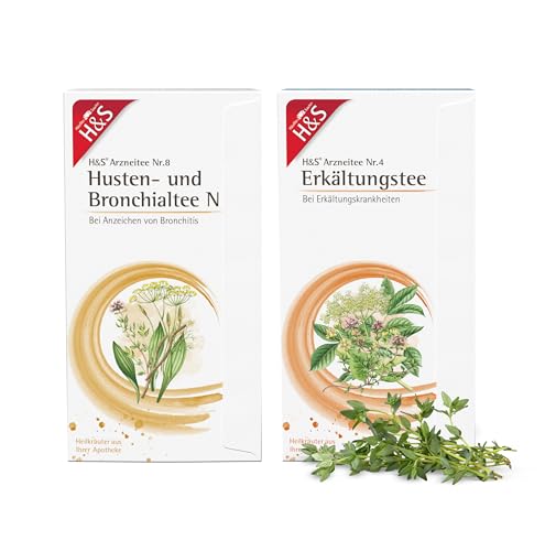 H&S Hustentee N und H&S Erkältungstee: Tee-Bundle mit Fenchel Thymian Holunder- und Lindenblüten zur Unterstützung bei Erkältungen und Husten 2 x 20 Beutel