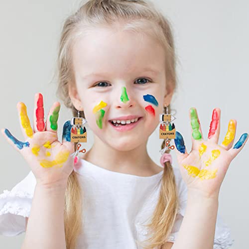 Taouzi Teacher Earrings For Women Cute School Wooden Earrings Rainbow Pencil Dangle Earrings School Gifts For Teacher And Students 9 Pairs #TOP4