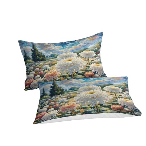 Housse de couette microfibre douce chrysanthème 3D lit 260x220 cm - 3