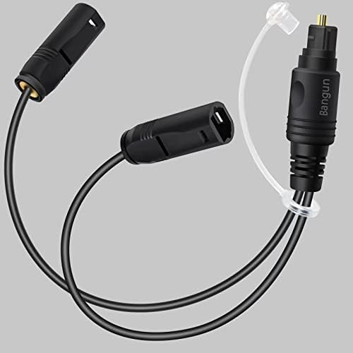 Bangun 1x2 Digital Audio Splitter, Toslink Digital Fiber Optic Audio Splitter 1 Male Input 2 Female Output (for Home Theatre, Xbox, Playstation PS5/PS4)