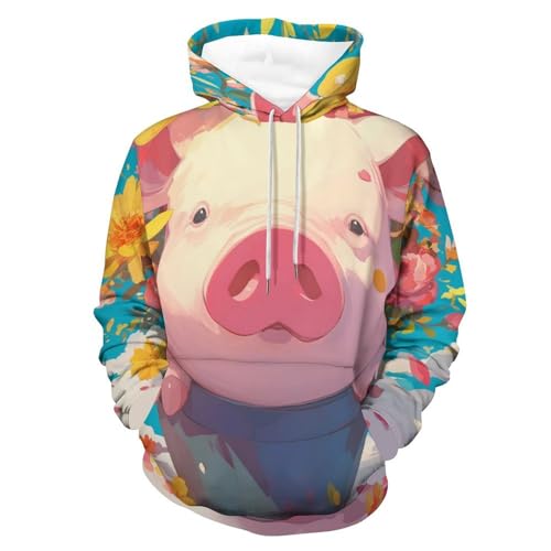 Sweat à capuche cochon fleur jaune rouge : la solution confort contre le froid