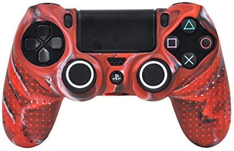 Taifond Anti-Slip Silicone Controller Cover Protective Skins for PS4/SLIM/PRO Controller (Camo red&Black)