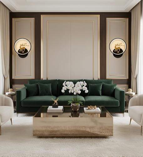 Image of Modern LED Wall Lamp-2 Round Deer Design | Metal Decorative Wall Light for Living Room, Bedroom, Home Decor | Energy-Efficient LED | 3 Color Modes- Warm White, Natural White & Cool White
