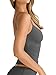 PINKMSTYLE Women Sexy Deep V Neck Double Lined Sleeveless Fitted Basic Tops Y2K Tank Top Cami Deep Grey Small