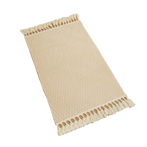 Sirxlevcy Alfombra Tejida de Algodón y Tejido Fino Que Se Puede Lavar A Máquina. Manta de Algodón para la Cama, Color Albaricoque