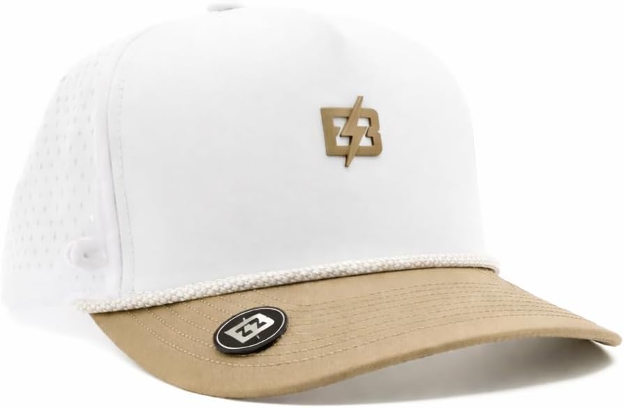 BRIMZ Golf Performance Hat - Tee Holder & Magnetic Brim - Breathable Sweat & Water Resistant Golfing Snapback Cap