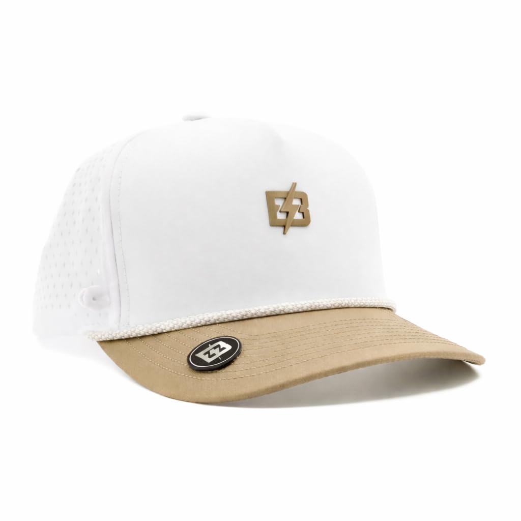 BRIMZ Golf Performance Hat - Tee Holder &amp; Magnetic Brim - Breathable Sweat &amp; Water Resistant Golfing Snapback Cap