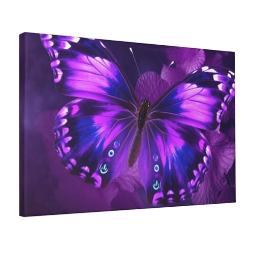Impression sur toile papillon violet 30x45 cm pour decoration de salon moderne