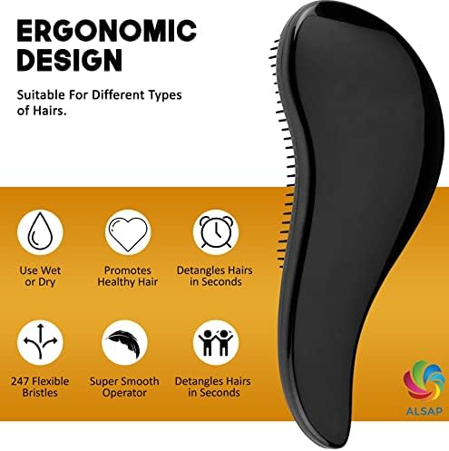 ALSAP Detangle Hair Brush with Combing Tool - The Wet Brush Detangler for Girls - Hairbrushes for Women, Wet Brush Pro Detangler Hair Brush Wet Hair Brush Detangler for Curly, Thick Dry Hair Detangler