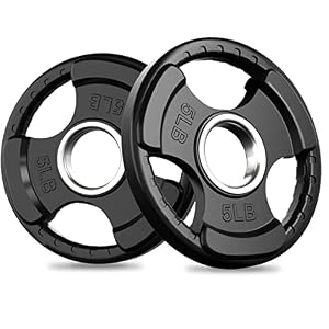RitFit Olympic Rubber Grip Weight Plates, 2-Inch Barbell Set
