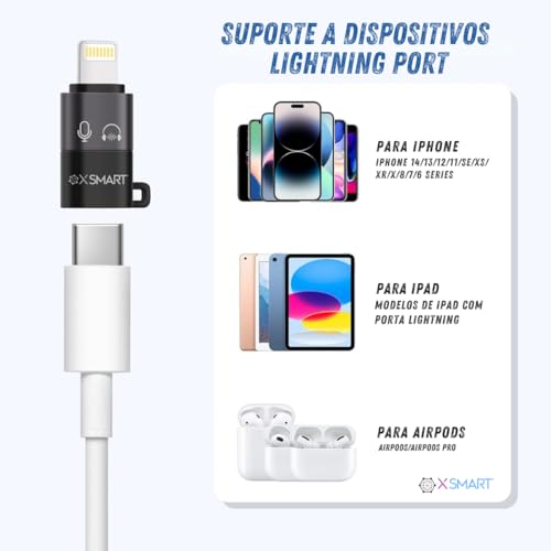 adaptador OTG USB C para Lightning suporta audio,lapelas para iphone 14/13/12/11/iPad, Leitor de car
