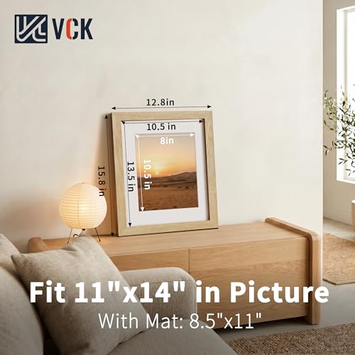 Image of VCK 11x14 Picture Frame 5 Pack, Natural Exclusive Wood, HD Glass, for Print