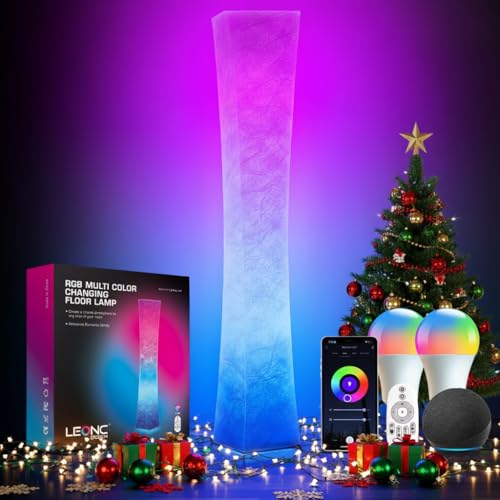 LEONC RGB+CCT Floor Lamp with Remote, 1800lm LED Tuya Smart 9W×2 Bulbs, 65