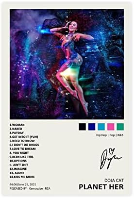 WANMLY Doja Poster Cat Planet Her Music Album Cover Signed Limited Poster Canvas Poster Wall Art Decor Print Picture Paintings for Living Room Bedroom Decoration Unframe:12x18inch(30x45cm)