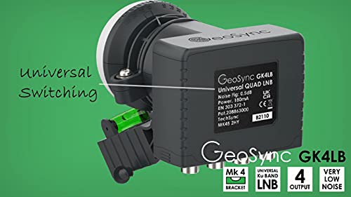 Miniatura 5 de Geosync Lnb Universal Quad De 4 Salidas Para Antena Parabólica Freesat Sky Hd Tv Receptor De Satélite Para Mk4 Zone Dishes Feed Horn Design Con Soporte De Nivel De Burbuja