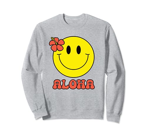 Hibisco hawaiano Aloha, cara feliz amarilla, linda cara sonriente Sudadera