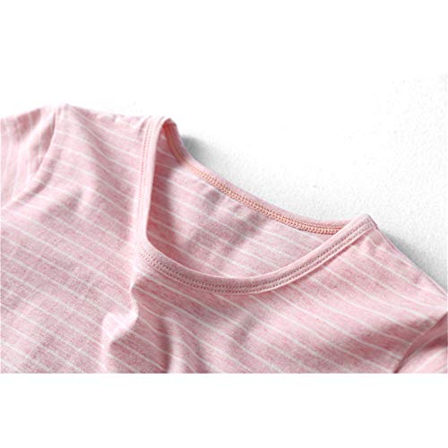 Uobzyaq Princess Nightgowns For Toddler Girls Cotton Stripe Sleepwear Pajamas Summer Short Sleeve Nightdress For 3-10 Years Pink Size 5-6Years(120) #TOP3