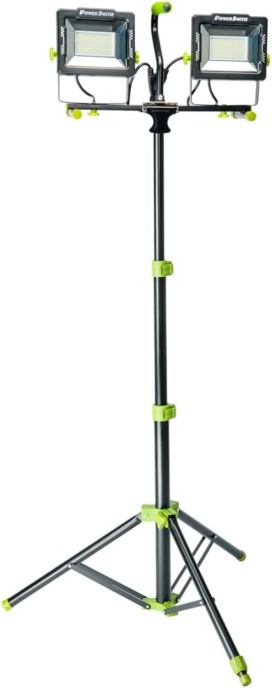 Product image of PowerSmith 20,000 Lumen Dual Head LED Work Light with Adjustable Metal Tripod and 9 ft Power Cord