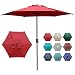 Abba Patio 7-1/2 ft. Round Outdoor Market Patio Umbrella with Push Button Tilt and Crank Lift, Red