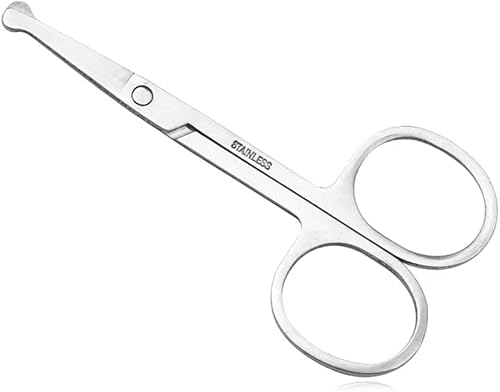 Tijeras de pelo de nariz, tijeras pequeñas de 3.45 pulgadas, recortadora de pelo de nariz para mujereshombres, tijeras de seguridad de nariz