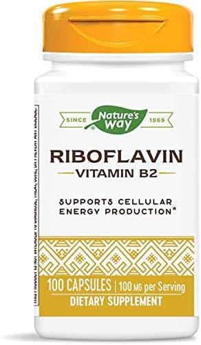 Nature's Way Vitamin B2, 100 mg Riboflavin, 100 Capsules, Pack of 2