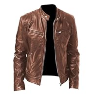 【Durable Leather】This men's leather motorcycle jacket uses premium faux leather – ideal for anyone seeking a leather jacket mens or cruelty-free faux leather jacket men. As a leather jacket men, it resists wind/road wear, doubling as a reliable leath...