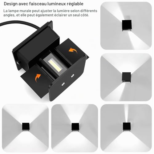 Applique murale LED extérieur intérieur 12W angle réglable 6000K - 2