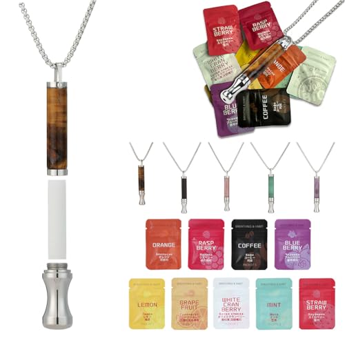 Kexpery TIGER Eye Stone Aids Collier de sevrage tabagique Tube rond en pierre naturelle construite (style 1)