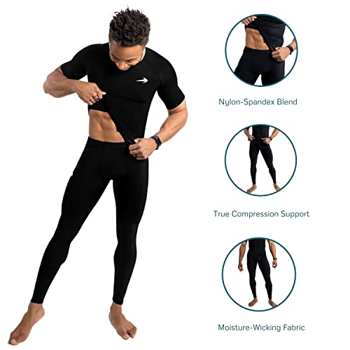 Compressionz Men's Compression Pants Base Layer Running Tights Mens Leggings For Sports (Black, L) #TOP3