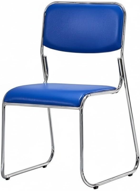 Stackable Office Chair with Chrome Frame and Padded Seat - Ideal for Home and Office Use (Black Leather)