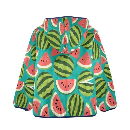 Watermelon Slices on Teal Background Toddler Fleece Jacket Girl Boys Hooded Fleece Jacket2