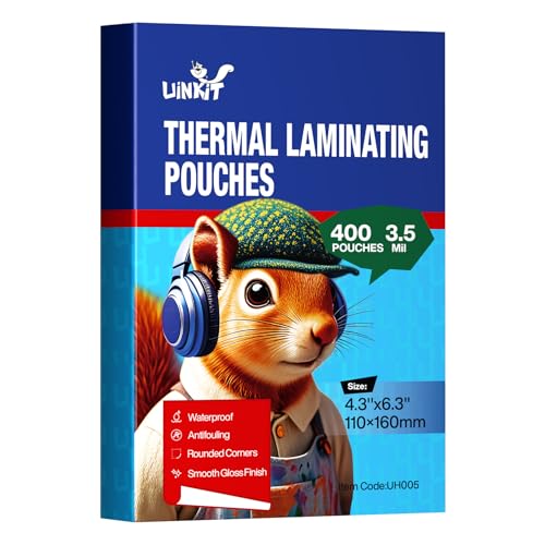 Uinkit 400Pack Thermal Laminating Pouches 4x6 Inches 3.5mil