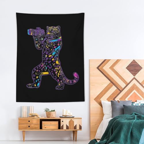 Tapiz colgante vertical con leopardo, arte alegre para tu sala de estar 4