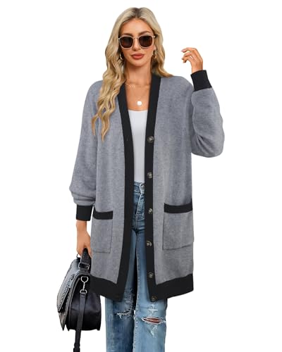 Bebonnie Women's Cozy Knit Long Sleeve Open Front Buttons Cardigan Sweater Outerwears Coats with Pocket4