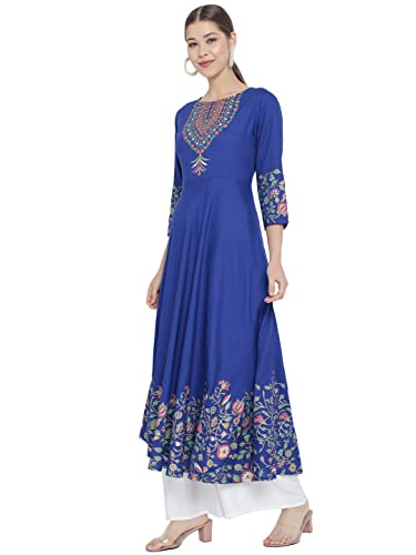 Image of Yash Gallery Women's Rayon Relaxed Fit Anarkali Kurti