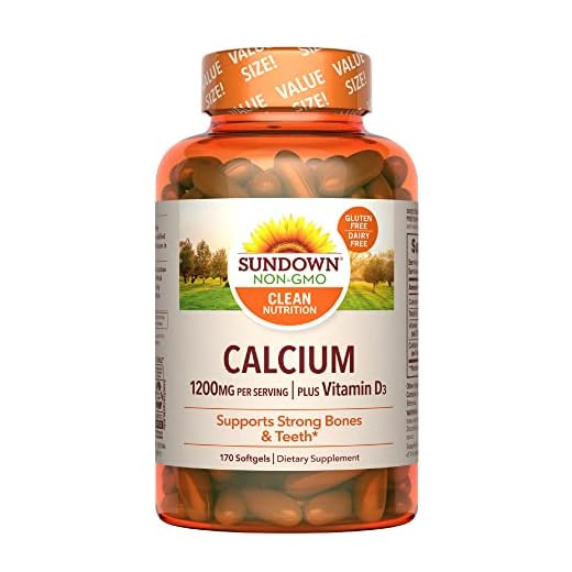 Sundown Calcium 1200 mg Plus Vitamin D3, Supports Bone, Teeth, and Immune Health, 170 Softgels