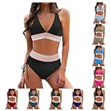 Trajes de baño de mujer de cintura alta con cordones en la espalda Beachwear Cuello en V Halter Ajustable Playa Bikini Sets Sexy Dos Piezas Swimwear
