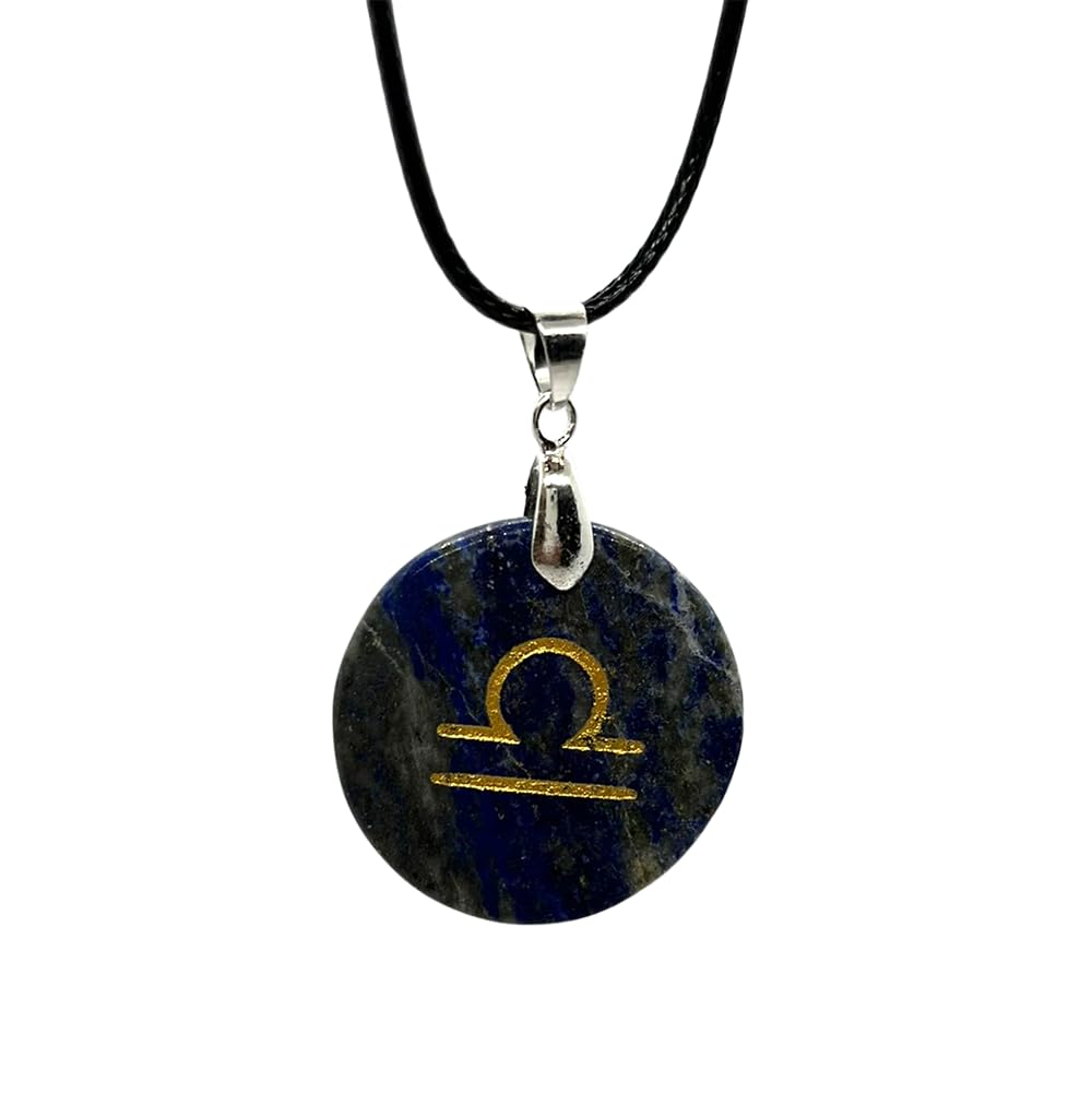 VIE Zodiac Coin Pendant, Libra, Lapis Lazuli