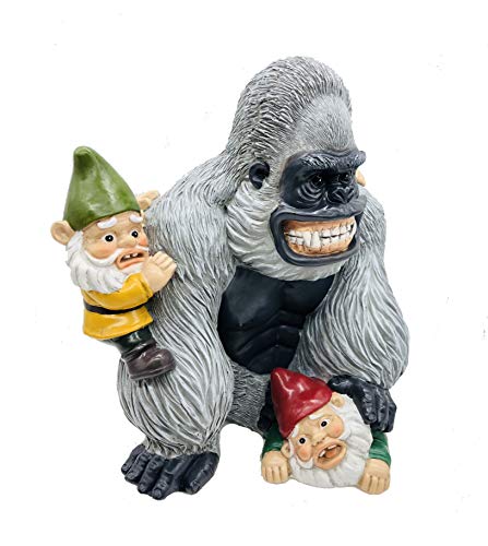 Ficiti Funny Garden Gnome Statue - Gorilla And Gnomes - Indoor Outdoor Garden Gnome Sculpture For Patio Yard Or Lawn #TOP1