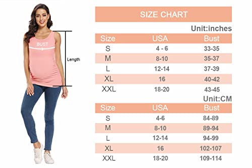 Amposh Women's Maternity Tank Top 3 Pack Ruched Side Sleeveless Pregnancy Basic Shirt(Black/Gray/White, M) #TOP4