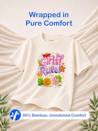 Image of Kidbea Bamboo Kids T-Shirt Ultra-Soft Premium Half Sleeve Graphic Tee for Girls, Casual Summer Wear for Toddlers & Kids