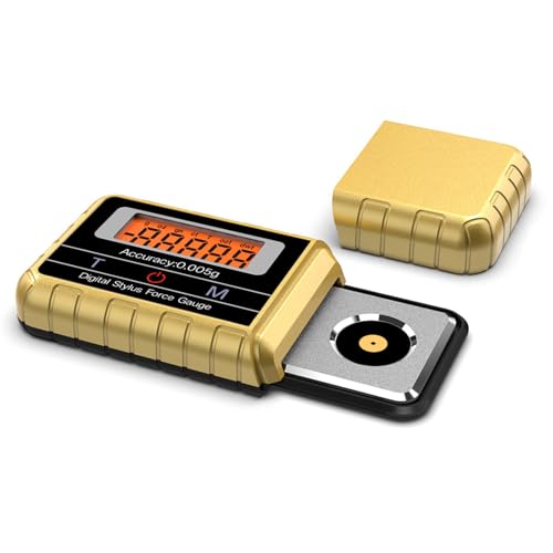 Digital Tonearm Pressure Gauge Gold LCD Display Scale with Auto-Off for Record Player Maintenance Turntable Cartridge Styluses Force Gauge