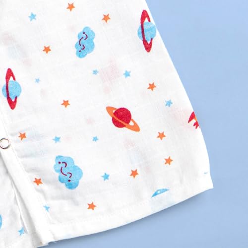 Image of Kidbea Newborn Baby Jhabla Muslin Cotton Clothes for Boys & Girls | Soft Breathable, Cute Printed Sleeveless Baby Wear with Button Closure
